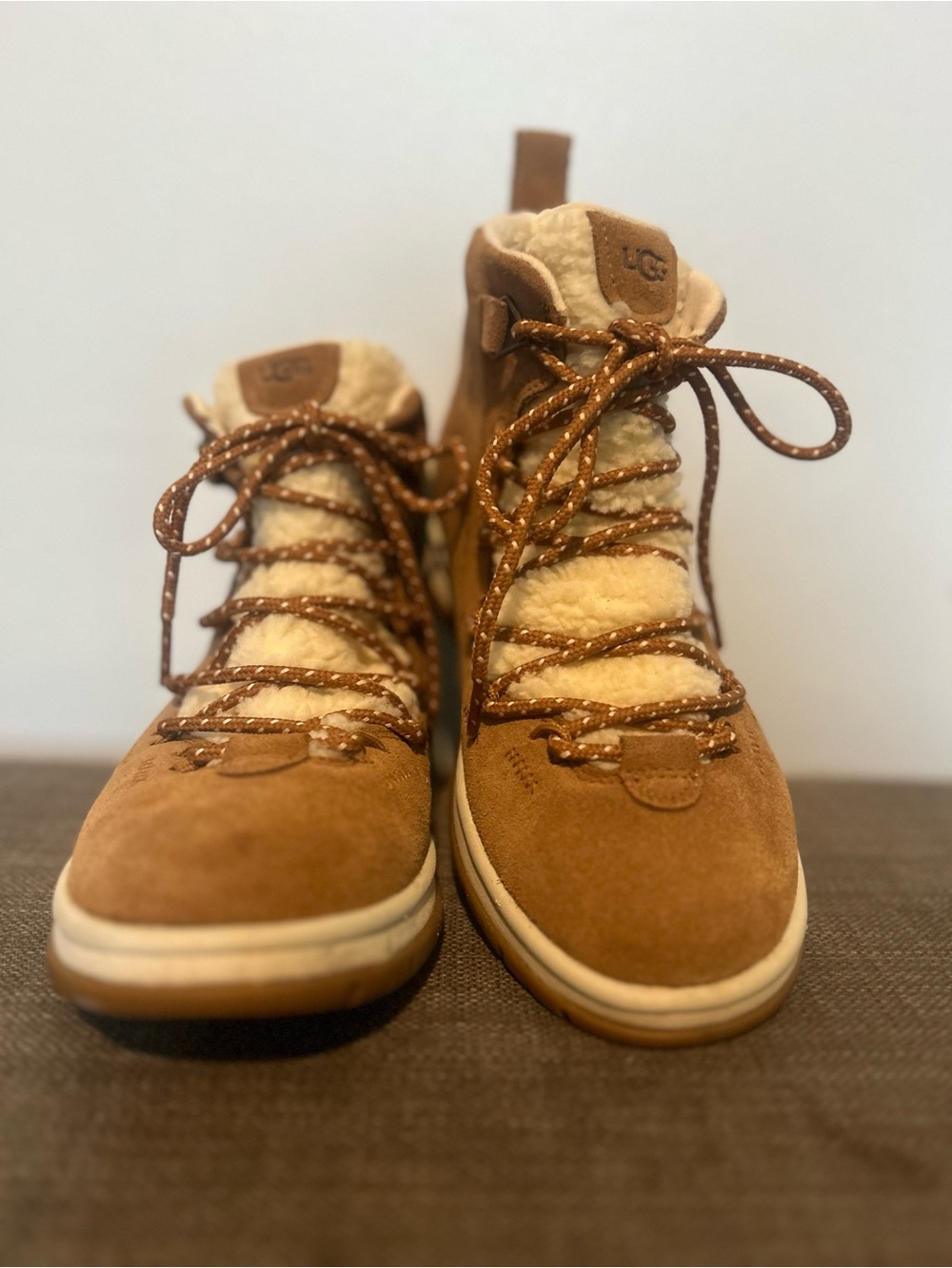 UGG Chestnut Suede Shearling-Lined Hiking Boots